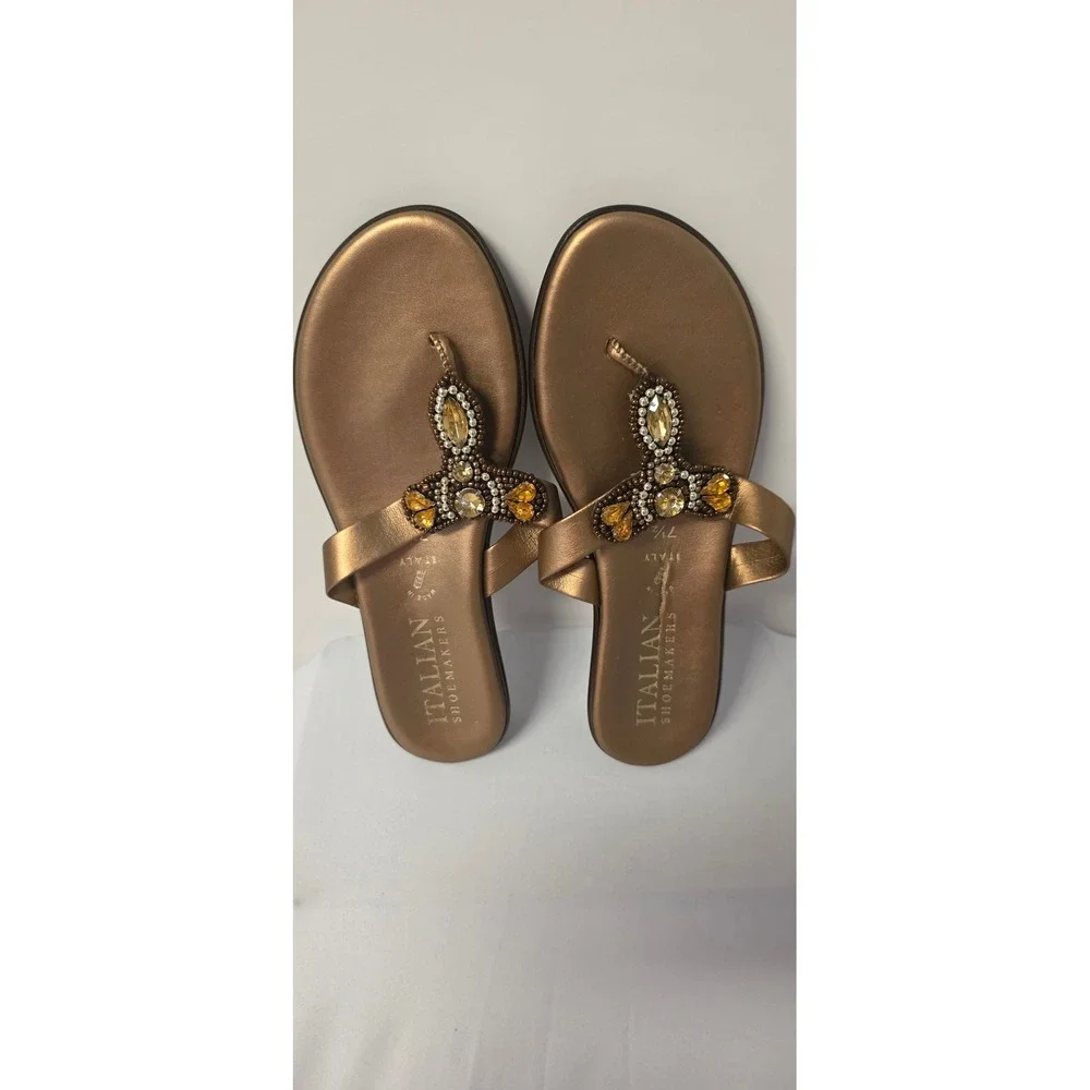 NWOT- Size 7 1/2 Italian Shoemakers Rhinestone bronze/ brown /gold sandals